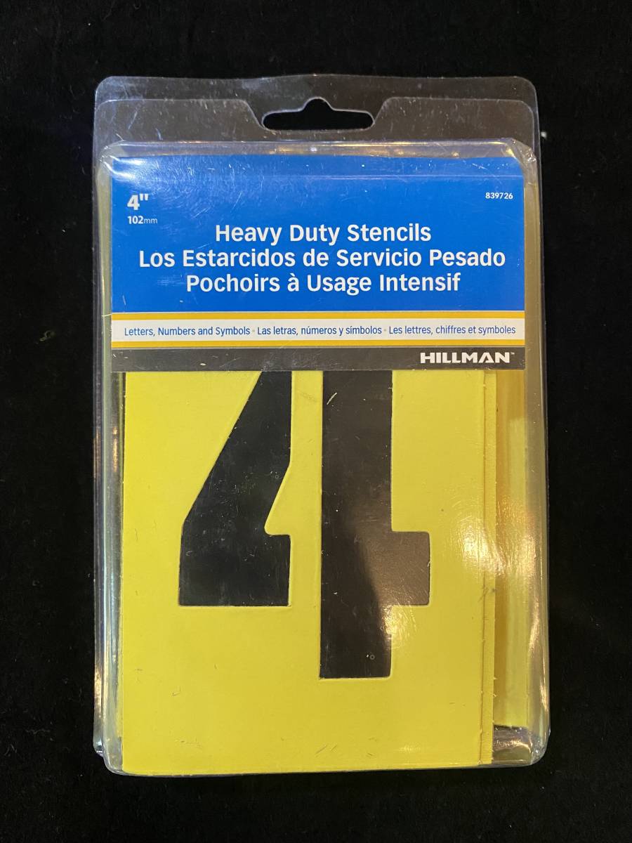 【未使用】★即決送料無料★再使用可！HILLMAN ステンシルシート 4インチ 英数字 全47枚★ヒルマン アメリカン DIY ガレージ