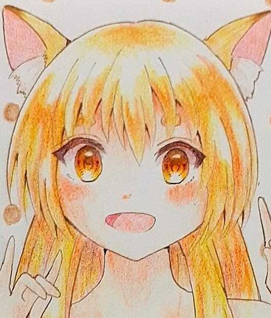 手描きイラスト 抜か B5サイズ オリジナル 原画 創作 女の子 黄色 白 花 