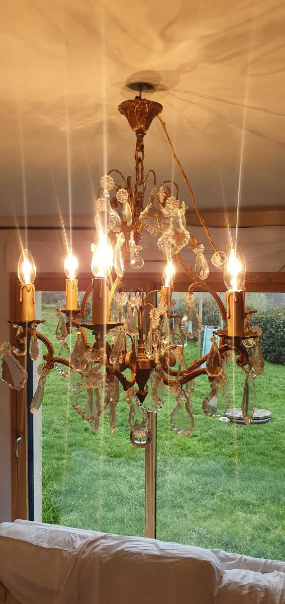 6-1. フランス アンティーク シャンデリア 6灯 シーリング ブロンズ