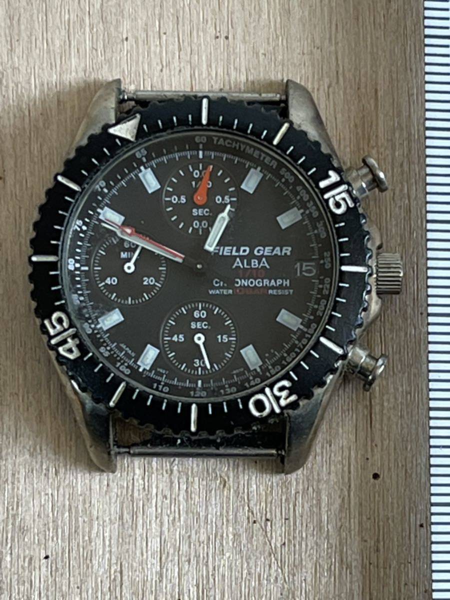 【傷や汚れあり】ALBA FIELD GEAR 1/10 CHRONOGRAPH WATER 10 BAR RESIST JAPAN ST