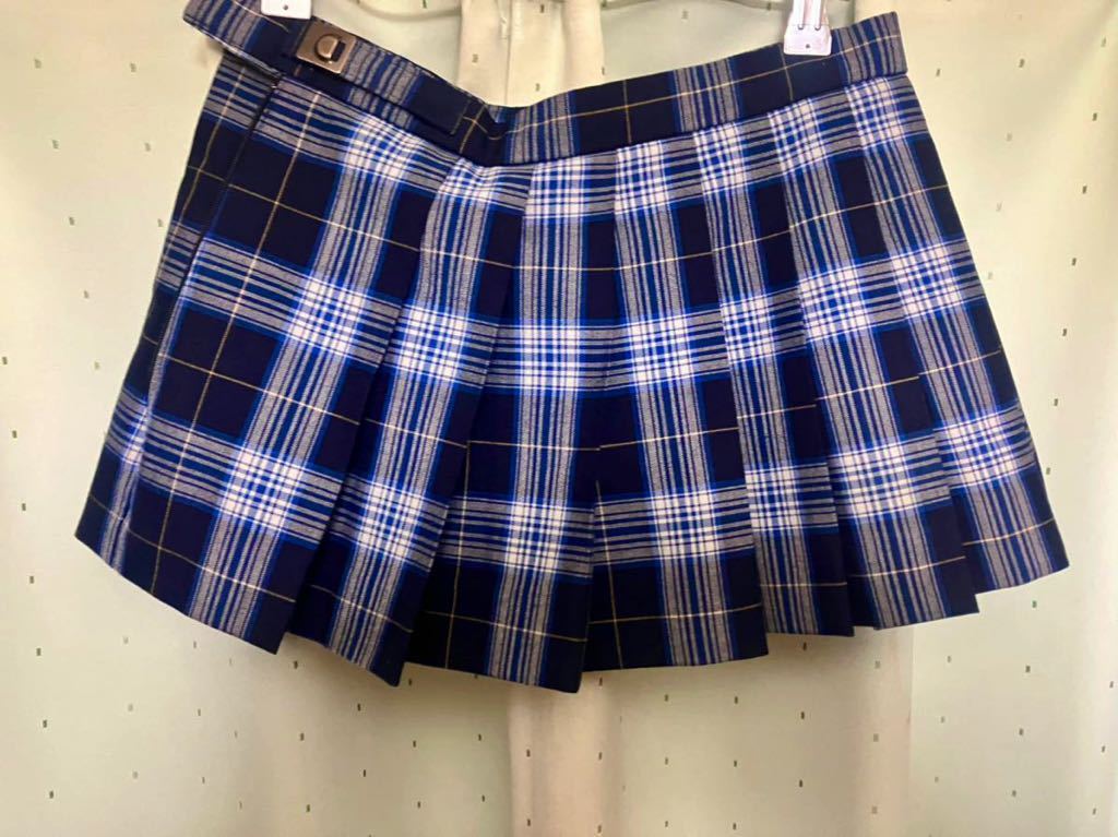 新品】新栄 スカート ネクタイセット 高校 青チェック コスプレ 制服