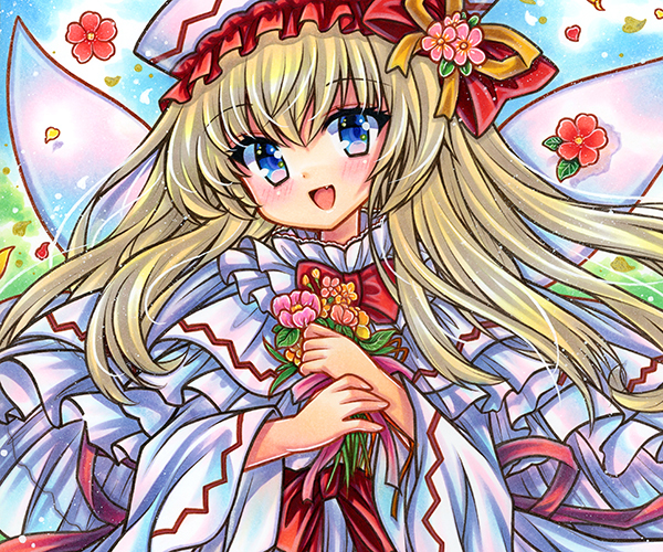 未使用】☆同人手描きイラスト 東方Project/リリーホワイト 色紙☆の