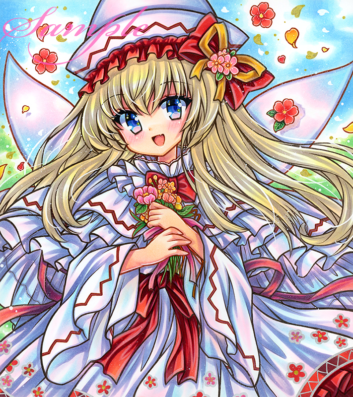 同人　手描きイラスト　東方Project リリーホワイト 色紙 未使用】☆同人手描きイラスト 東方Project/リリーホワイト 色紙☆の