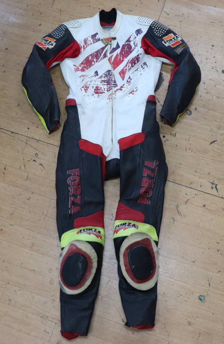 mfj公認　FORZA レザー革ツナギ 当時物 ほぼ新品 Yahoo!オークション -「forza?」(革ツナギ) (バイクウエア、装備