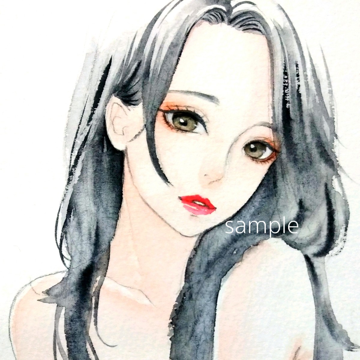 肉筆原画 水墨画 美人画 セクシー ヌード 裸婦 F3サイズ 絵画
