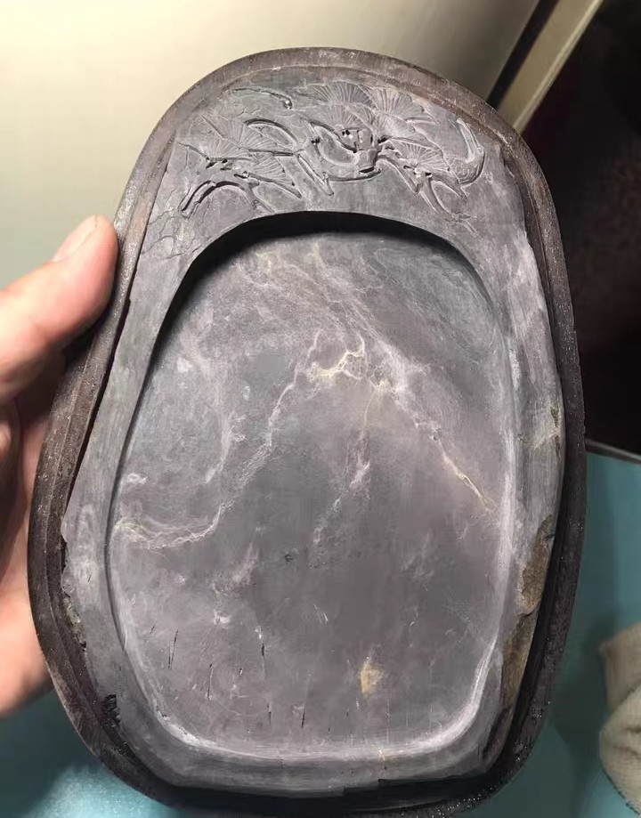 処分価格 旧老坑端渓水巌硯 金線・銀線・氷紋・臙脂