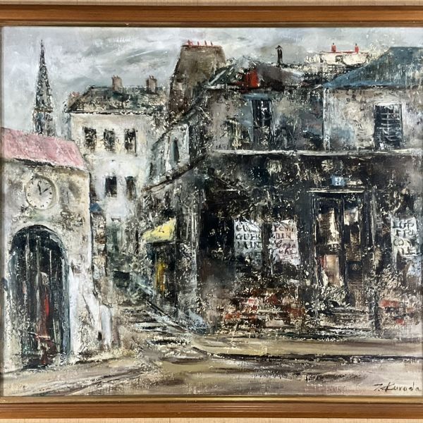 DKG☆ 真作保証 黒田保 油彩画 パリ風景画 洋画 外国風景 街並み