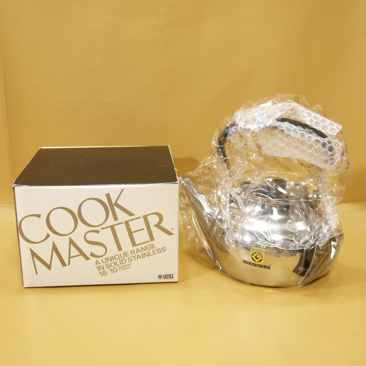 【未使用】LUCKY WOOD ケトル 2.4L 1810 ステンレス COOKMASTER ラッキーウッド クックマスター 未使用の落札