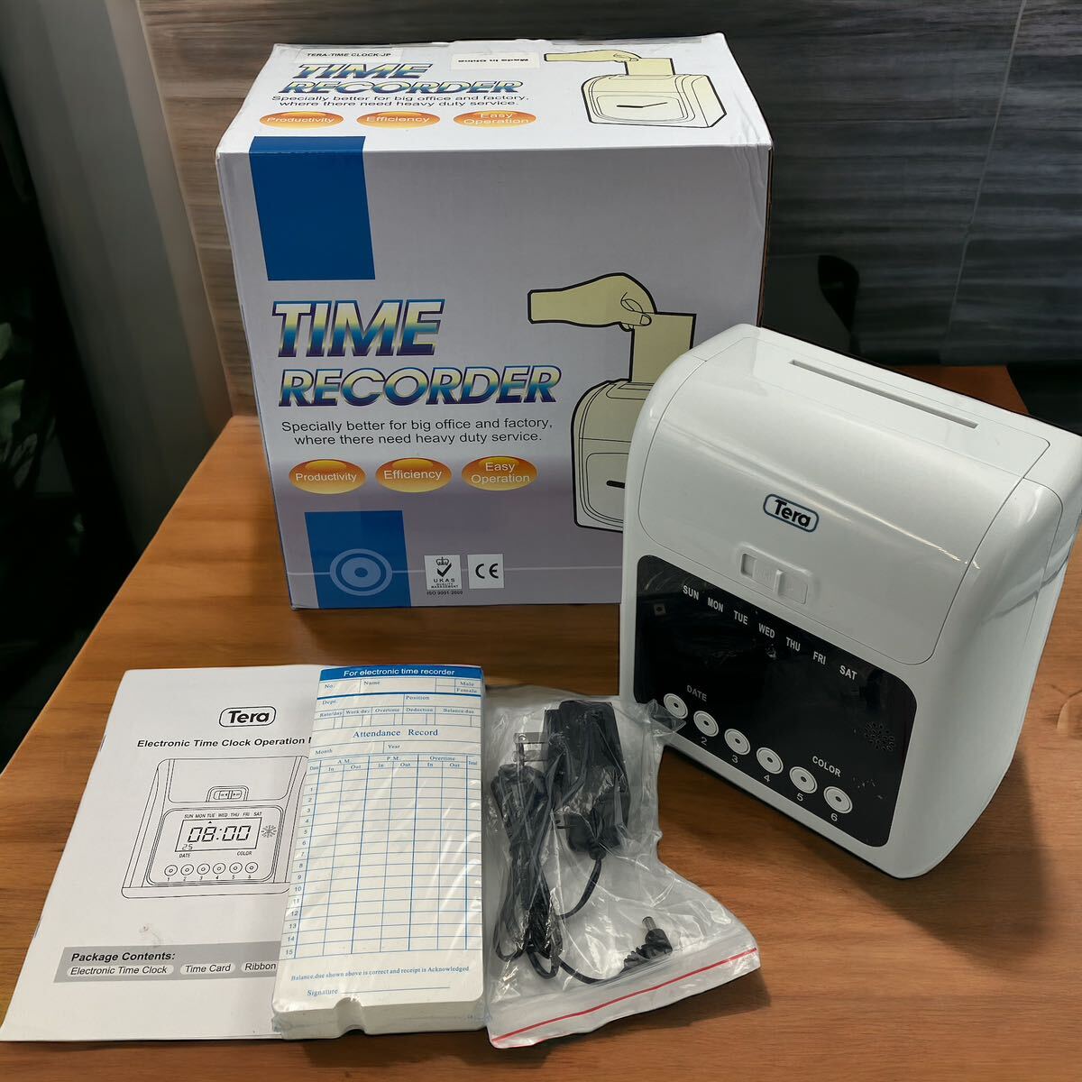 Tera タイムクロック100枚のタイムカード付き（両面,月次）従業