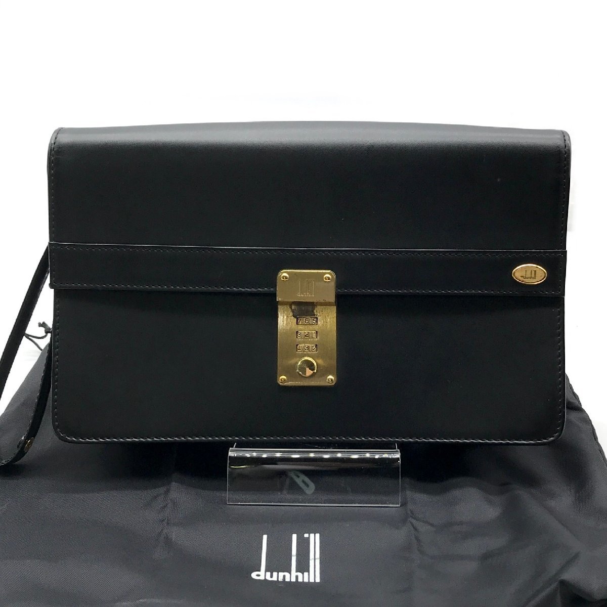美品】dunhill 鋭き オックスフォード ダイヤルロック式 セカンドバッグ 黒