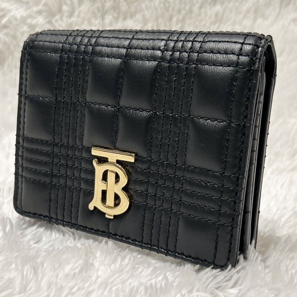 美品】BURBERRY◇長財布◇TBロゴ◇ブラック◇ラウンドジップ◇箱 