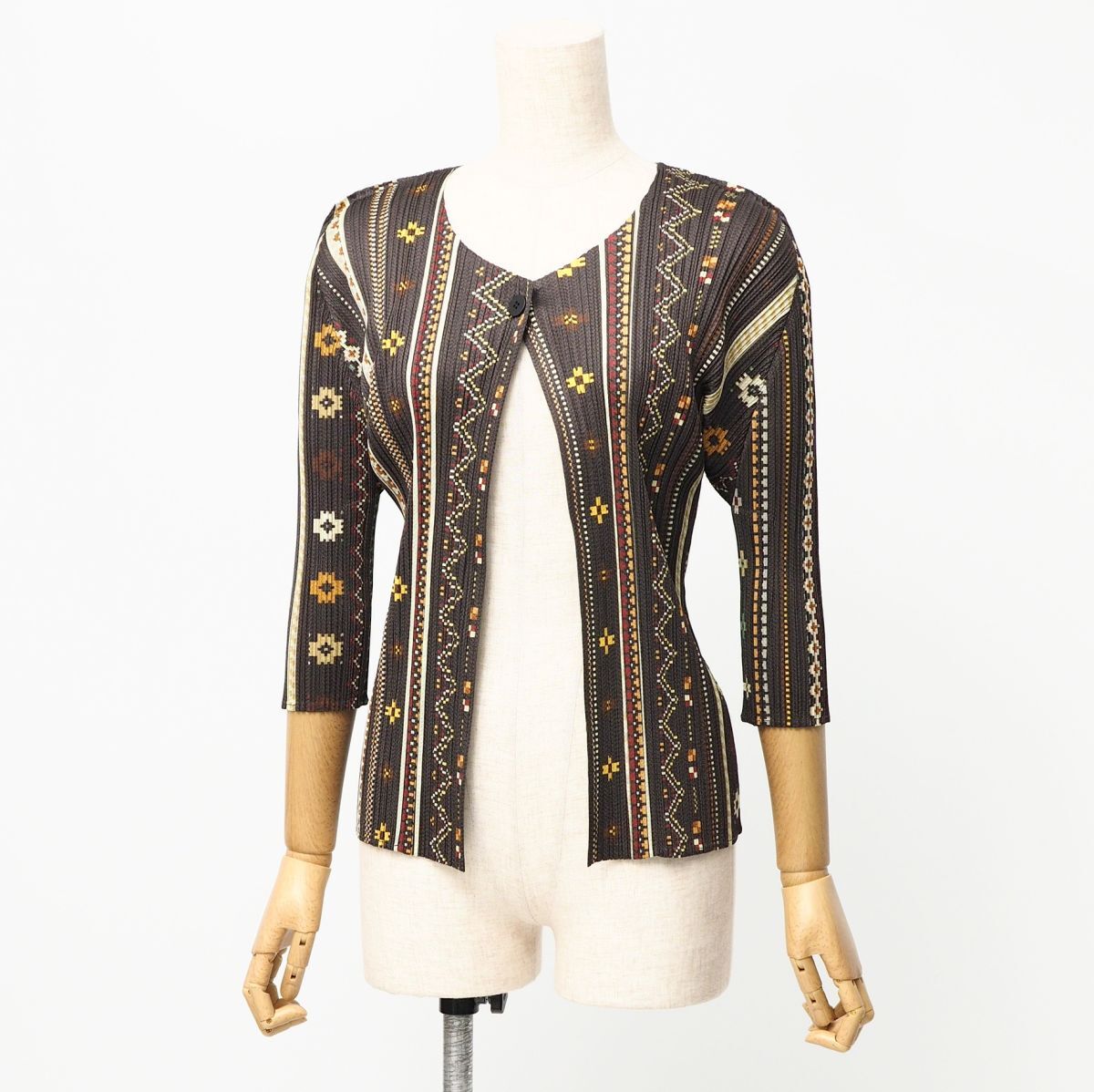 プリーツプリーズ 変形カーディガン 総柄 サイズフリー （目立った傷や  