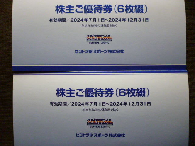 セントラルスポーツ　株主ご優待券　6枚綴 セントラルスポーツ 株主ご優待券（6枚綴）×２冊