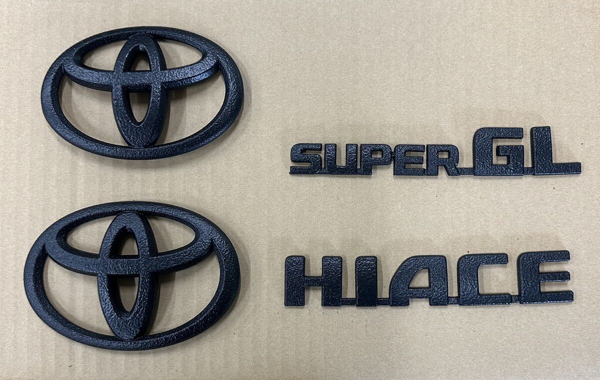 トヨタ　ハイエース　エンブレム　5点セット　マットブラック　艶消し　黒
