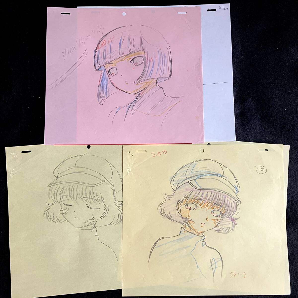 やや傷や汚れあり】ちょびっツ 直筆 原画 5枚セット ／セル画
