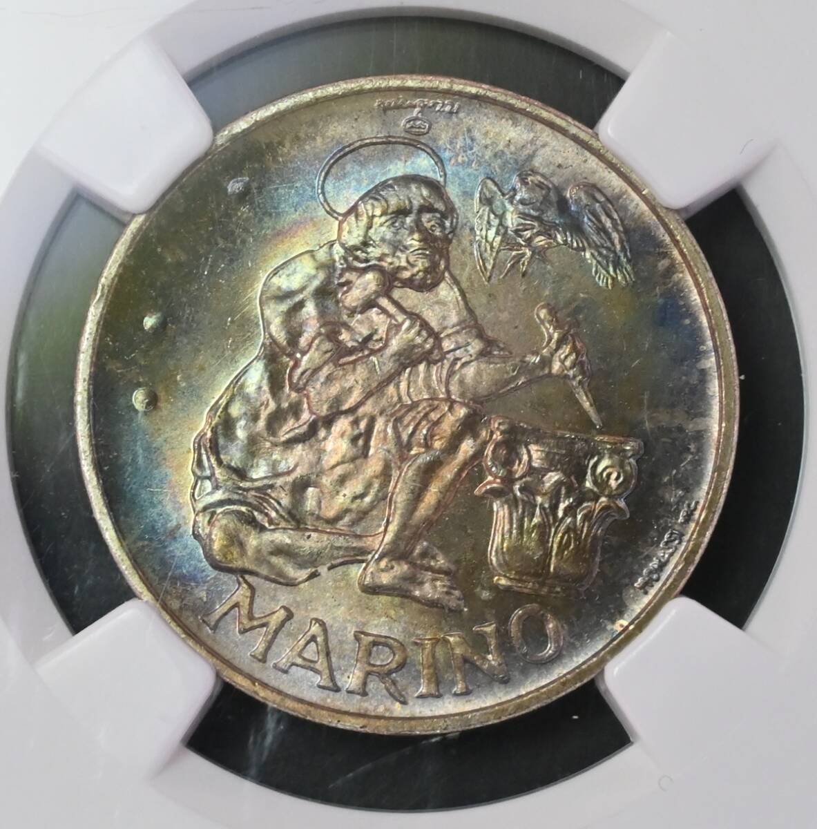中古】＄1859 サンマリノ 1975年 50リラ 25mm 魚の群れ コイン 硬貨