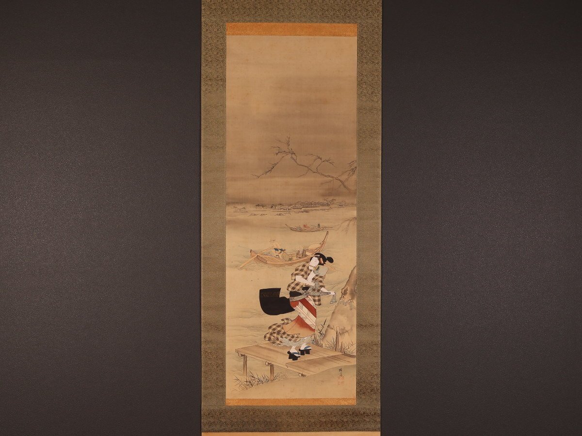 中古】1円 掛軸 伝・葛飾北斎 春草図 浮世絵 春画 工芸品の落札情報