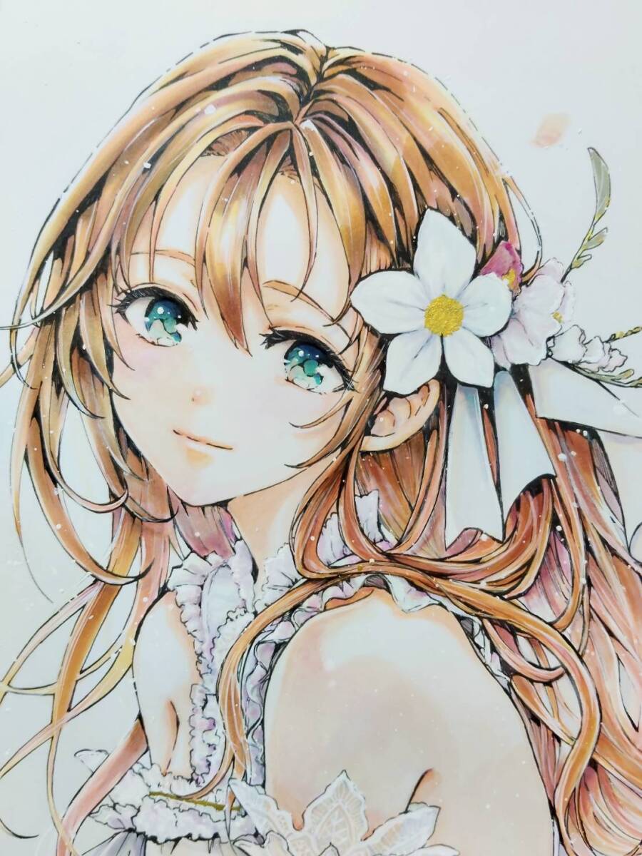 新品】漫画家 山花典之 直筆 新作描きおろし 水彩画【オリジナル美人画