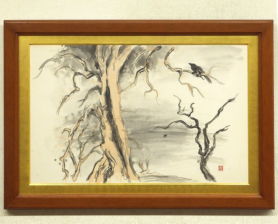 真作保証 藤田睦也 油彩「花」画寸 24cm×41cm M6 京都府出身 新槐樹