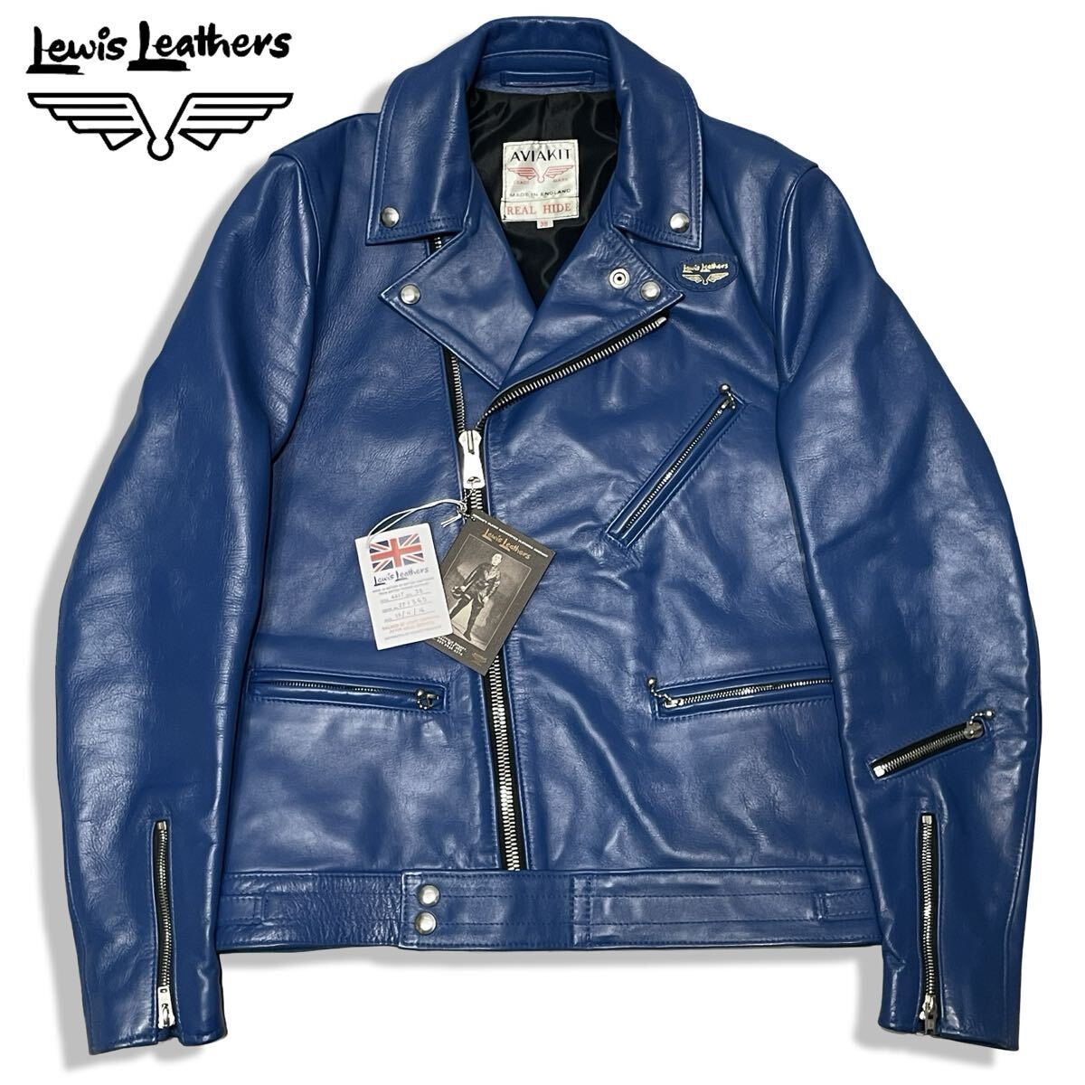 新品】○ルイスレザー サイクロン 38インチ ネイビー ホースハイド