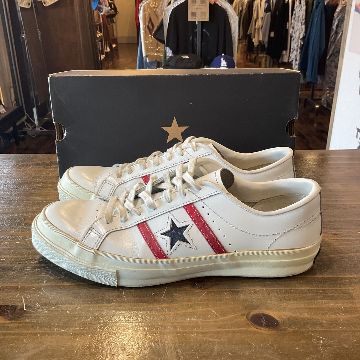 初期 日本製 converse ジャックスター 白xトリコロール レザー US 9 