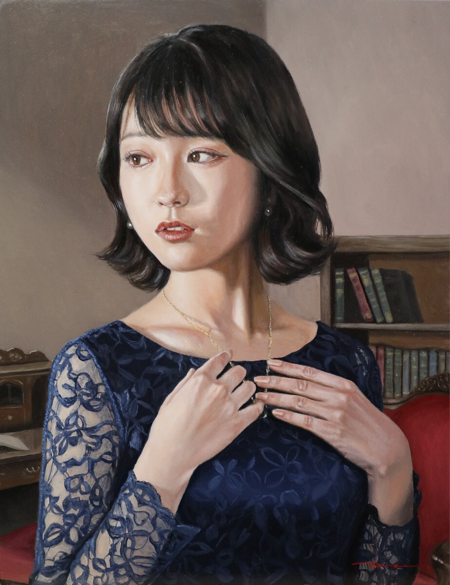 □1234nn005□美人画□裸婦画□写実絵□F10号□人物画□蔵出□委託品