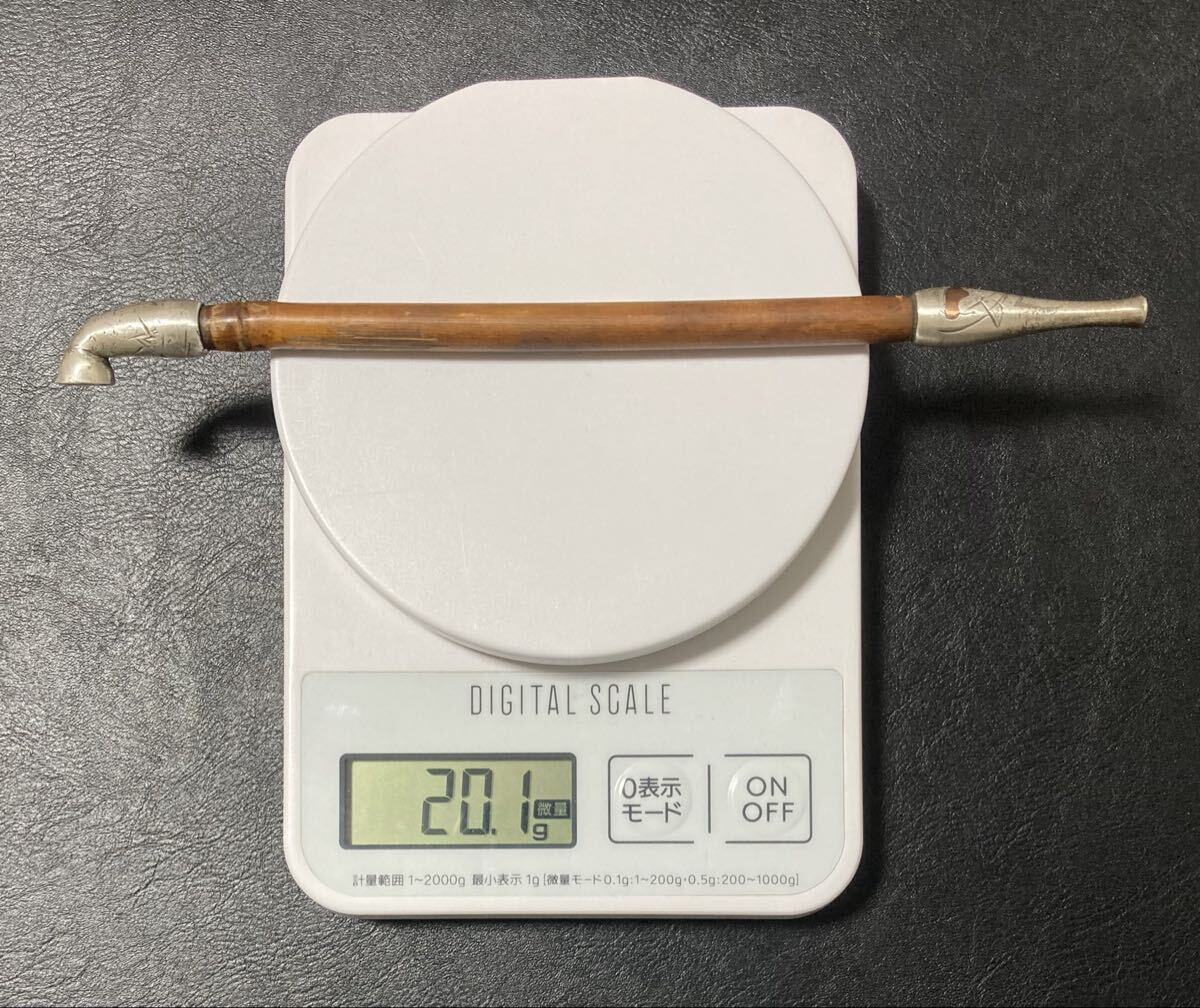 江戸時代☆雁首吸口 煙管 キセル☆本銀 竹羅宇煙管 三本組 真鍮 古銅
