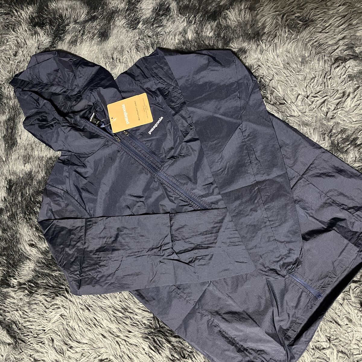 美品 パタゴニア フーディニジャケット ブルーk×グレー ボーイズ
