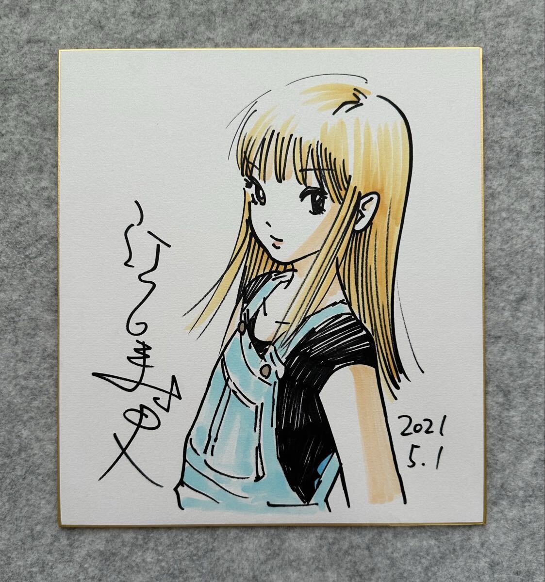 江口寿史 直筆イラスト入りサイン色紙 ストップ!! ひばりくん! 送料込