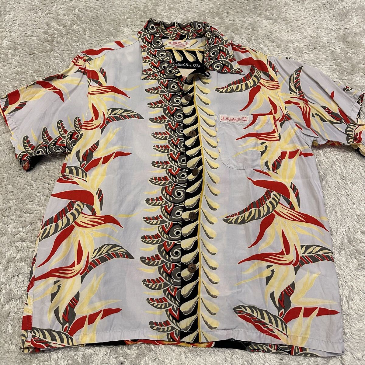 中古】未使用 美品 SUNSURF サンサーフ アロハシャツ 尾長鶏 サイズM