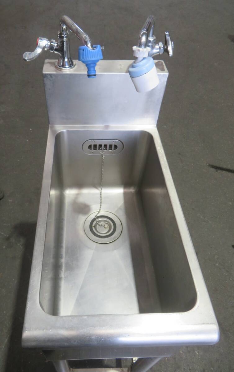 中古厨房 業務用 2槽シンク 流し台 W1200×D600×H800(BG930)mm 水栓×2個