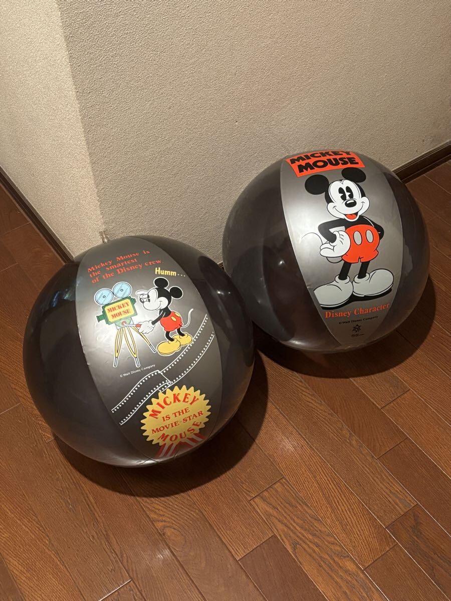 新品】新品未使用 昭和レトロ ミッキーモノトーン ビーチボール 55cm
