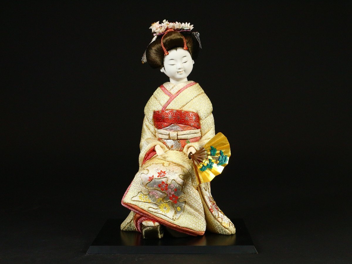 縁】伝統工芸人形師 岡本玉水作 江戸木目込人形『菊慈童』共箱解説付き