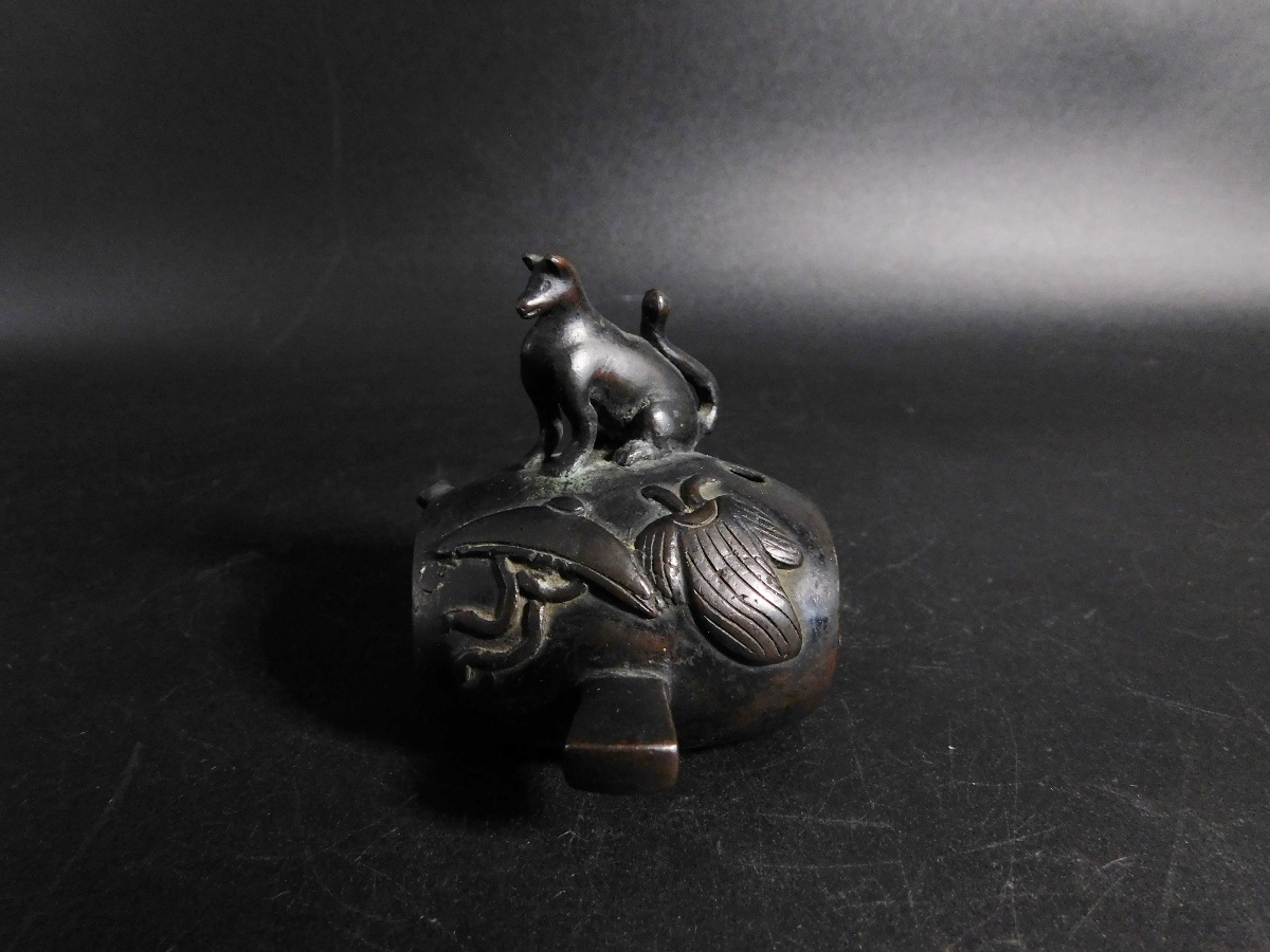京都⑥＄時代陶器 神具 お稲荷さん 白狐 稲荷狐 キツネ 置物一対の落札