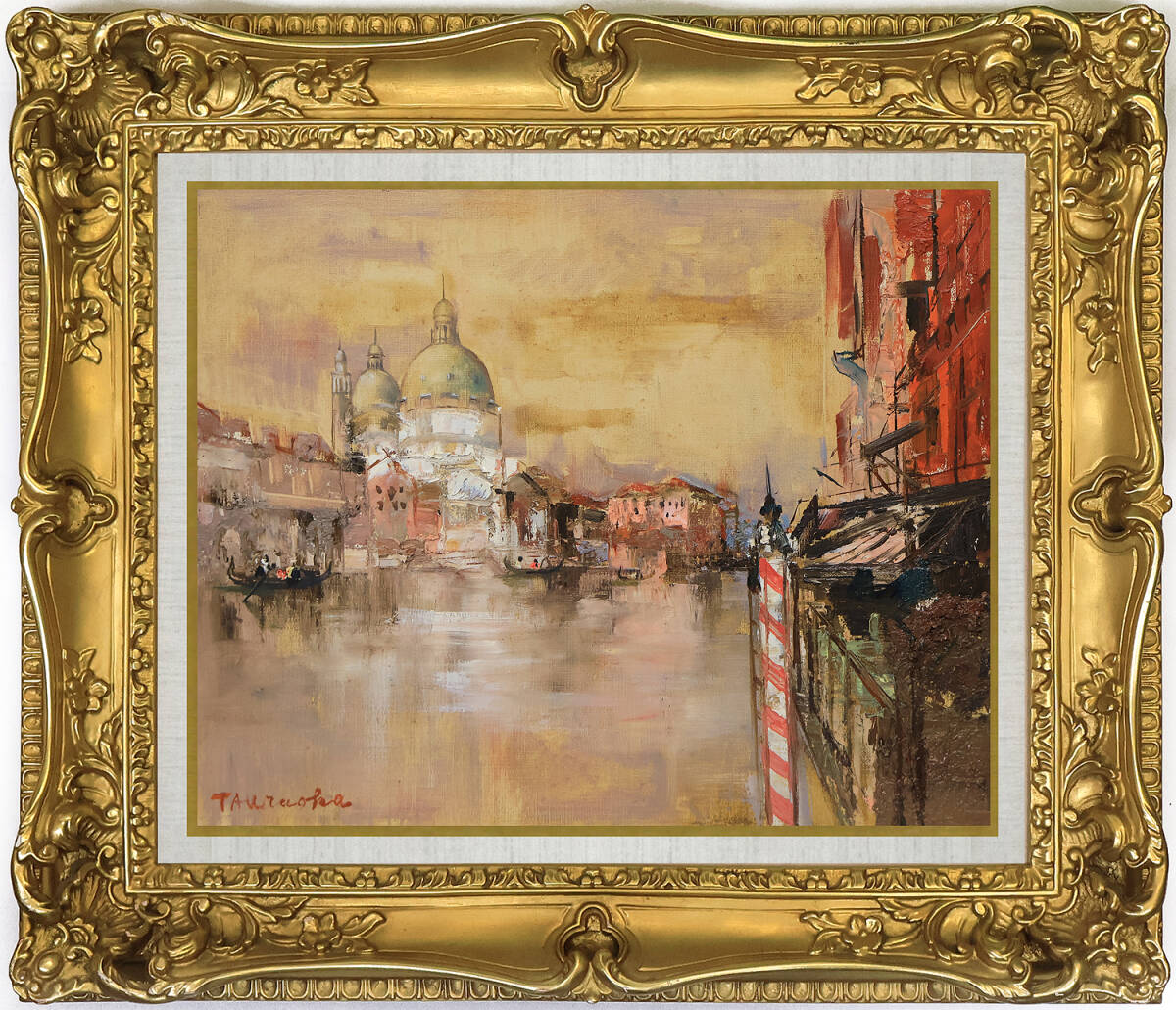 中古】【GLC】金田勲 「cafe de paris」 油彩10号 千葉出身 サロン