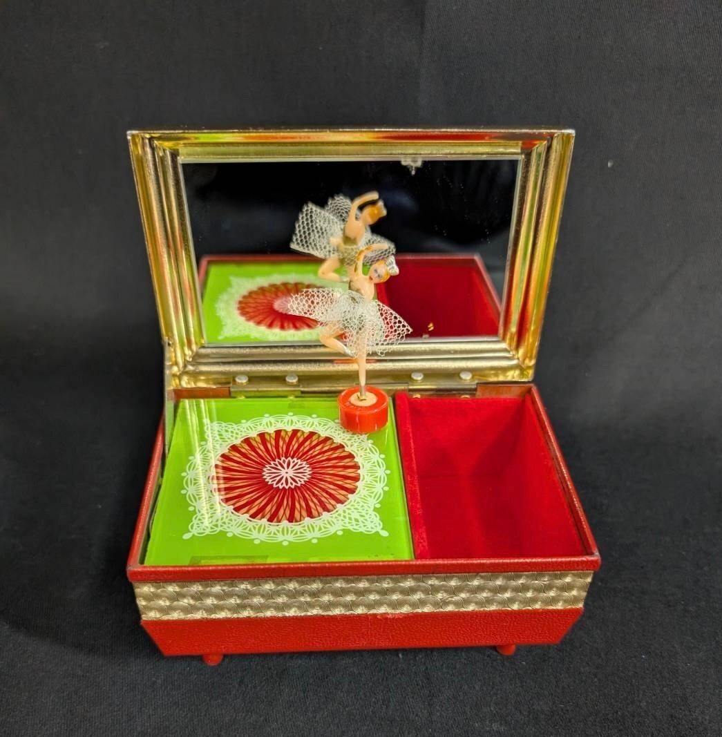 中古】○昭和レトロ エンゼル オルゴール 踊るバレリーナ人形 箱付の