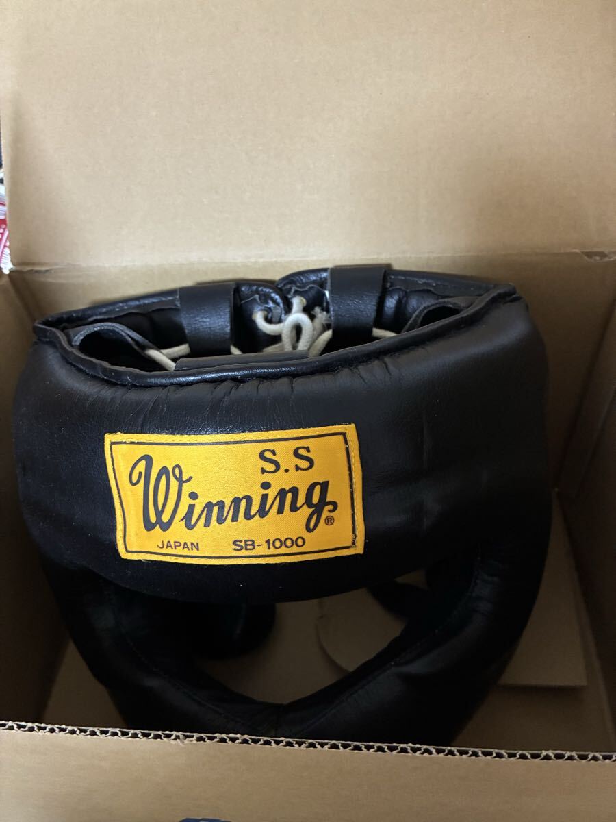 美品　Winning Maximan ヘッドギア Lサイズ ウイニング フルフェイスヘッドギア Lサイズ ネイビー 本革製Winning
