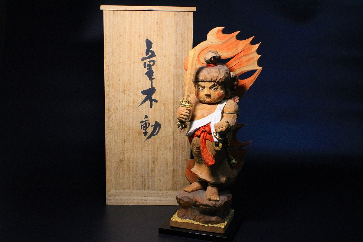 必見！「（浜野）政随」在銘 珍しき不動明王立像図 傑作縁頭 金銀象嵌
