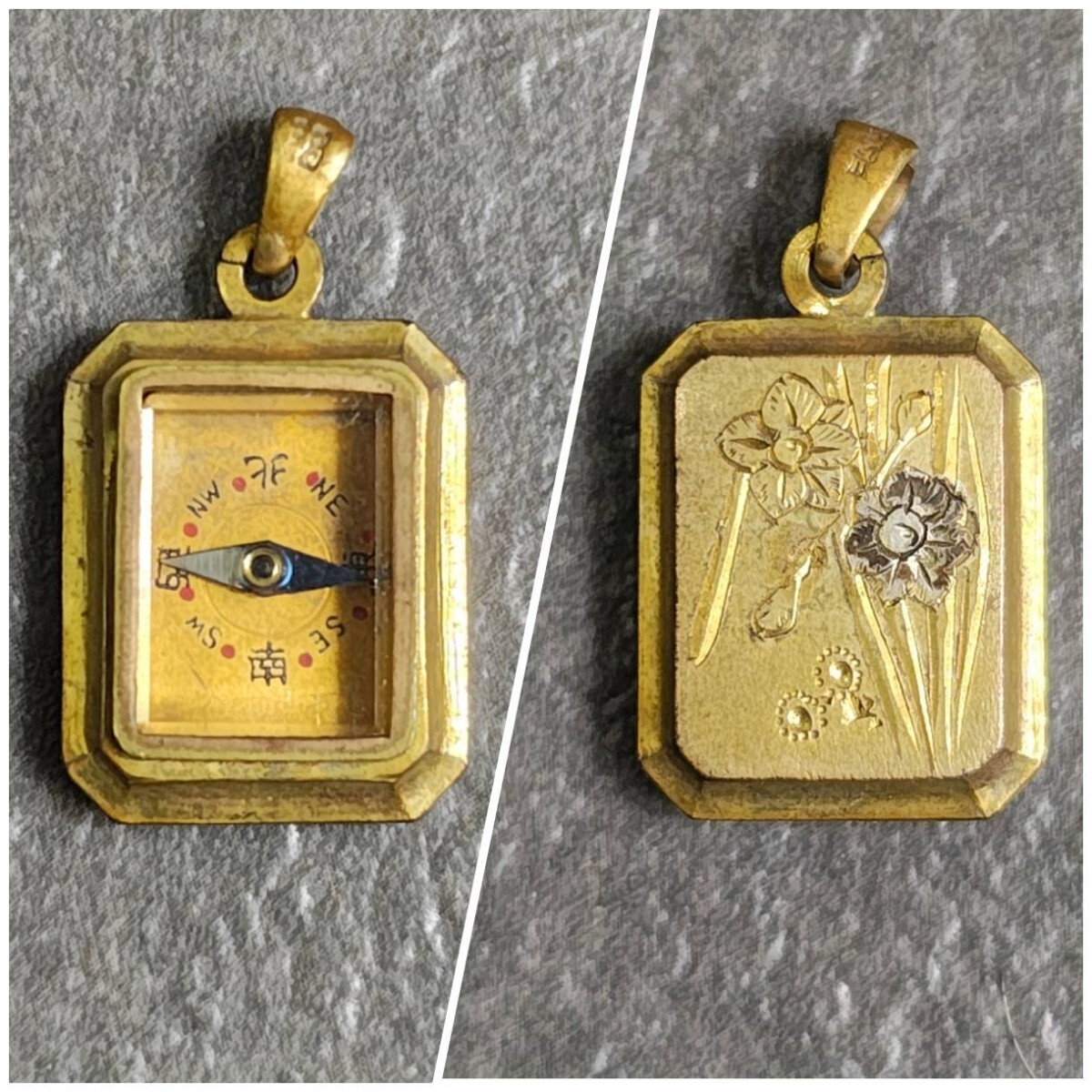 USED】木製 古い コンパス 昔の 羅針盤 方位磁石 骨董品 蓋付？ 破損