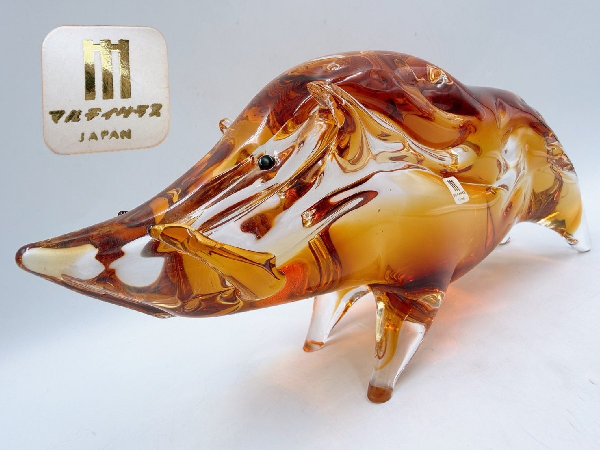 Multi Glass/マルティグラス 犬 2体 親子 工芸ガラス 置物 ペアの落札