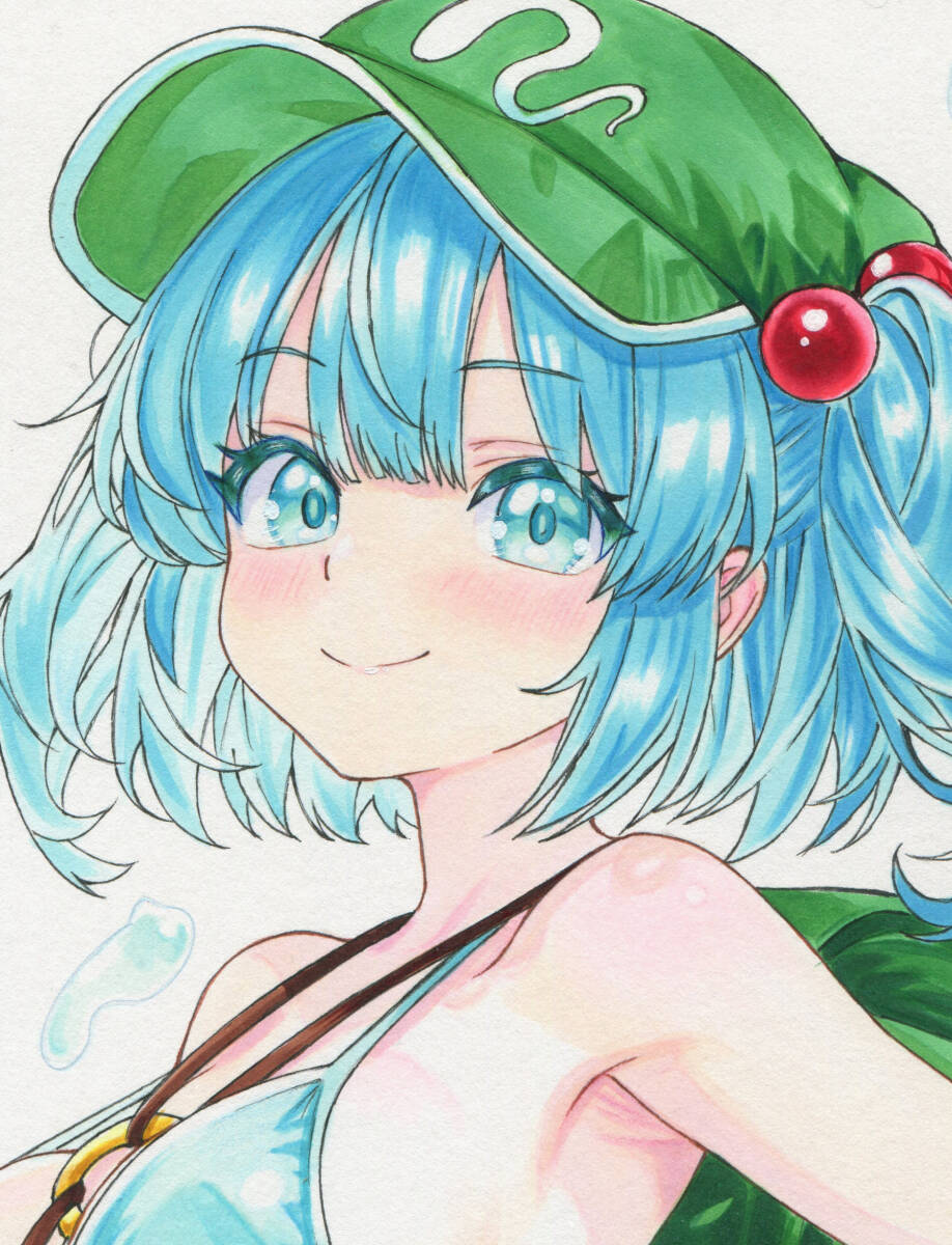 新品】☆同人手描きイラスト☆ 東方Project 色紙 河城にとり にとりの