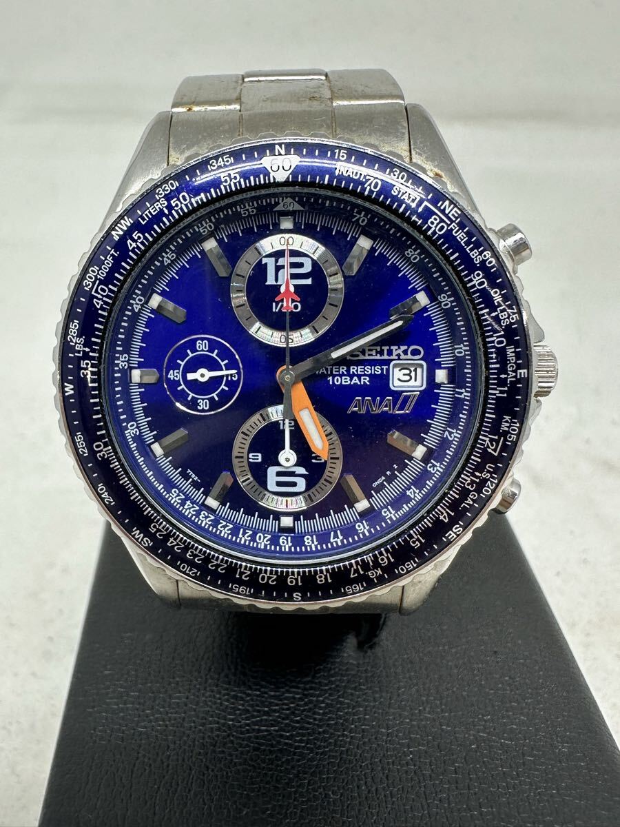 ジャンク SEIKO/V172-0BA0/ANA/セイコー/ソーラー/クロノグラフ/メンズ
