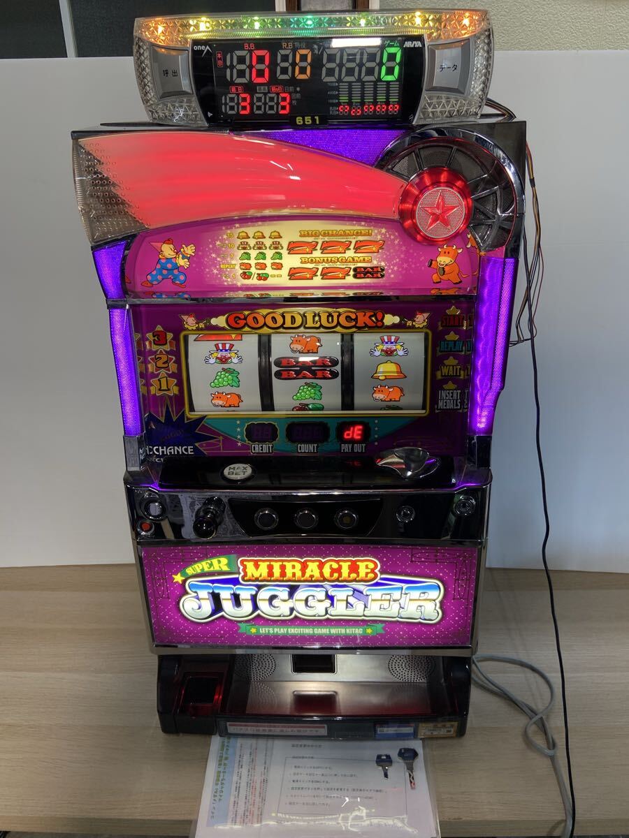 パチスロ実機 5号機 スーパーミラクルジャグラー コイン不要機付 フル