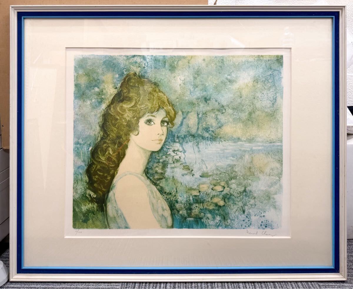 中古】リトグラフ□有名画家・ ベルナール・シャロワ □少女と馬