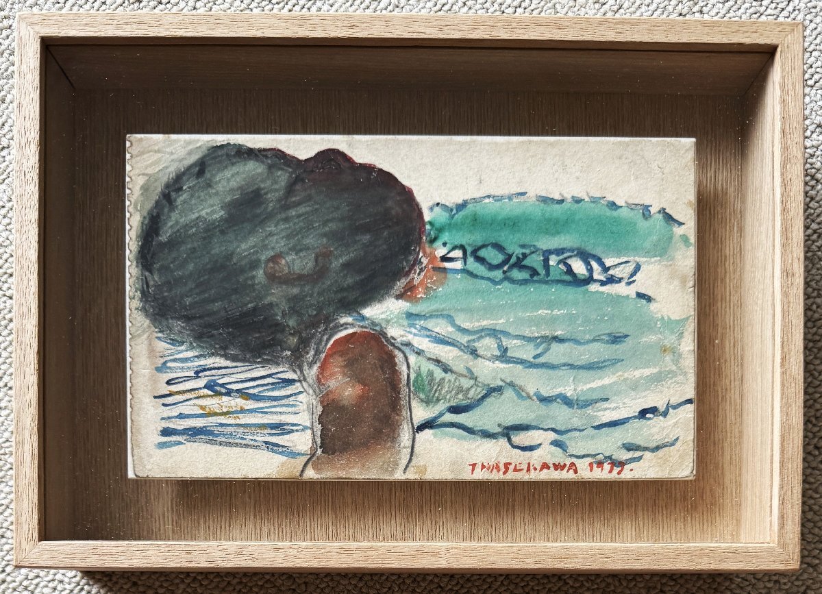中古】長谷川利行「黄昏の上野地下鉄ストア」筆致鮮やか印象的名作絵画