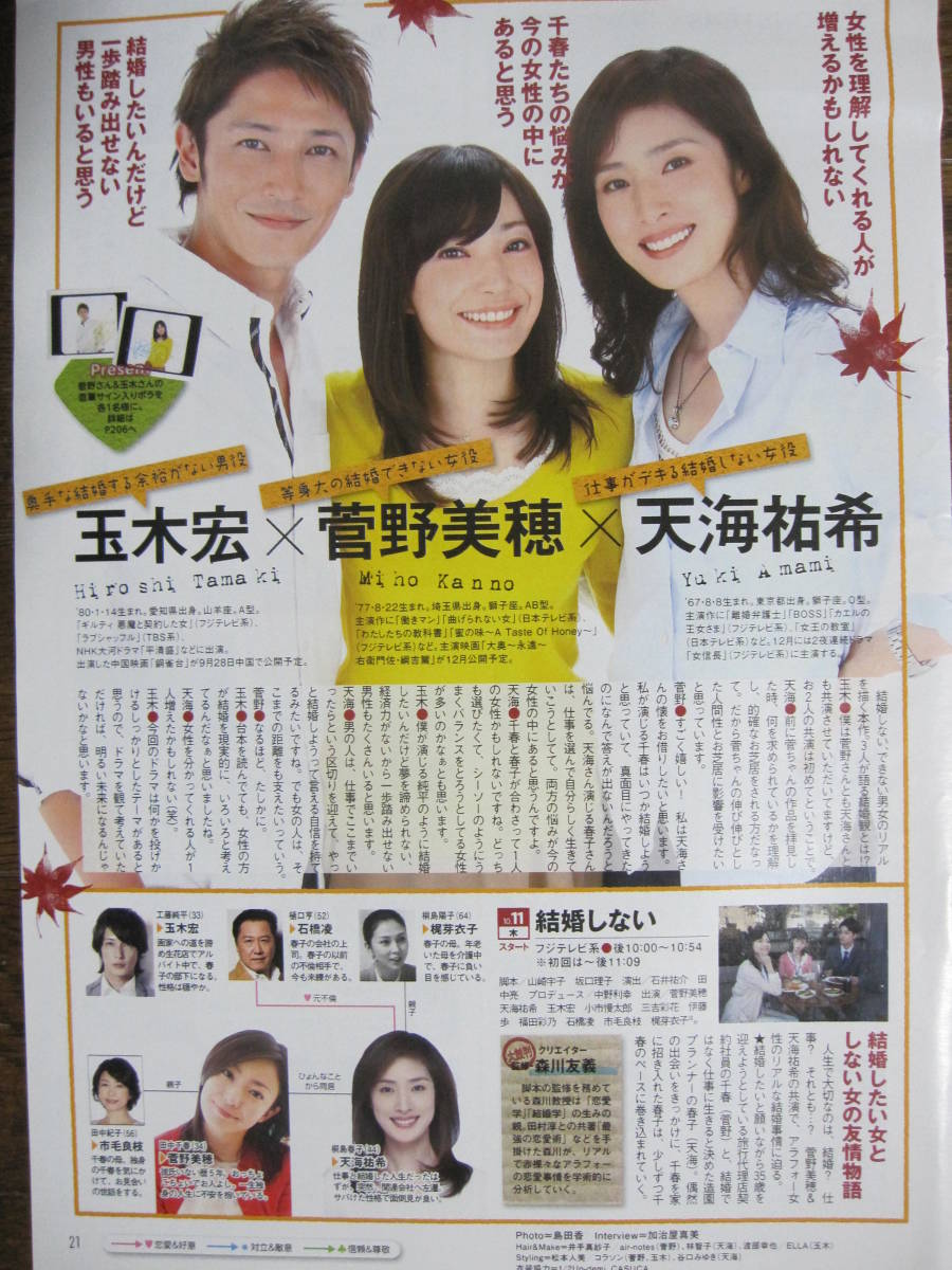 目立った傷や汚れなし】切り抜き （299a-13）天海祐希 菅野美穂 玉木宏