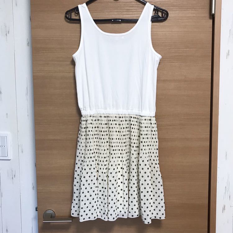 ワンピース ミニ ミニ丈 ミニスカート ミニスカ 切り替え タンクトップ ノースリーブ ドット 水玉 プリーツ レディース 白 M ｍ しまむら の落札情報詳細 ヤフオク落札価格情報 オークフリー スマートフォン版