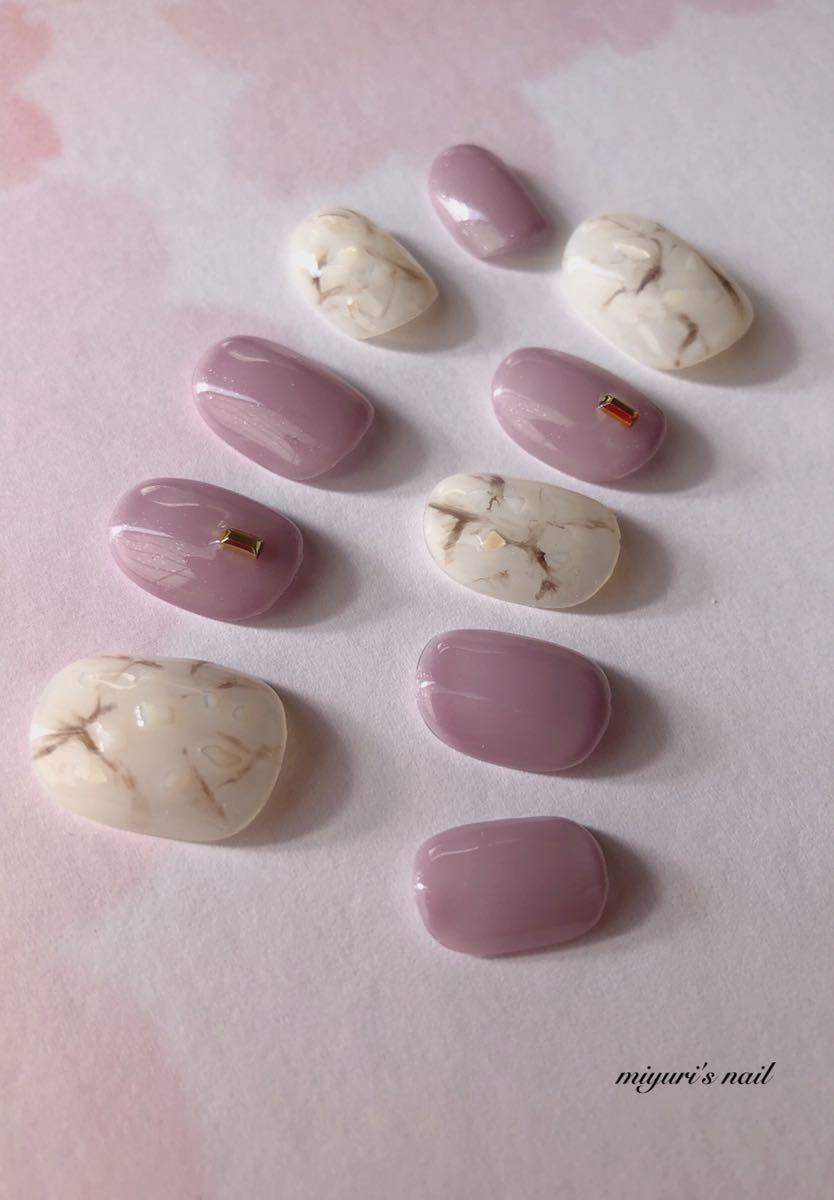 新品 夏 秋 ネイルチップ 付け爪 ハンドメイド 夏ネイル ジェルネイル 大理石ネイル 大人可愛い パープル くすみカラー ベリーショート の落札情報詳細 ヤフオク落札価格情報 オークフリー スマートフォン版