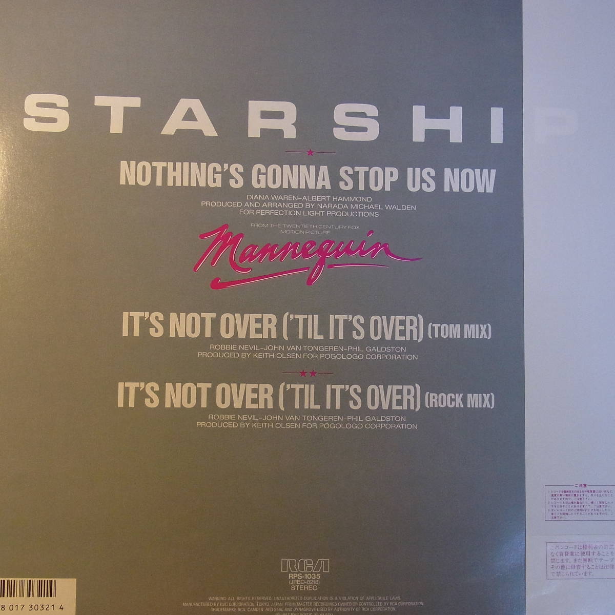 アナログ Starship スターシップ Nothing S Gonna Stop Us Now 愛はとまらない Rca Jap Rps 1035 解説あり 帯あり の落札情報詳細 ヤフオク落札価格情報 オークフリー スマートフォン版