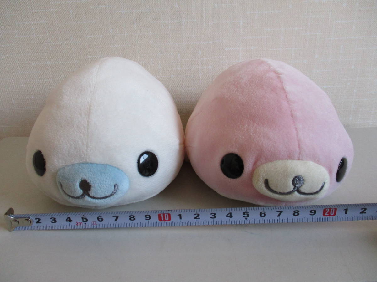 激安】まめゴマ ぬいぐるみ 白＆ピンク 2体セット□あざらしアザラシ